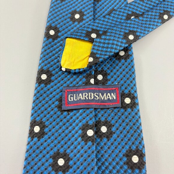 Guardsman Blue / Black Floral Men's Tie 4 1/4" x 57" Vintage - Picture 3 of 3